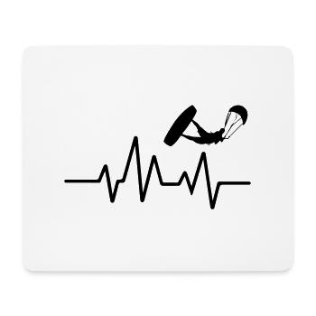 Kitesurfen Herzschlag Kiteboarding Kite Heartbeat - Mousepad (Querformat) - Weiß - Vorne