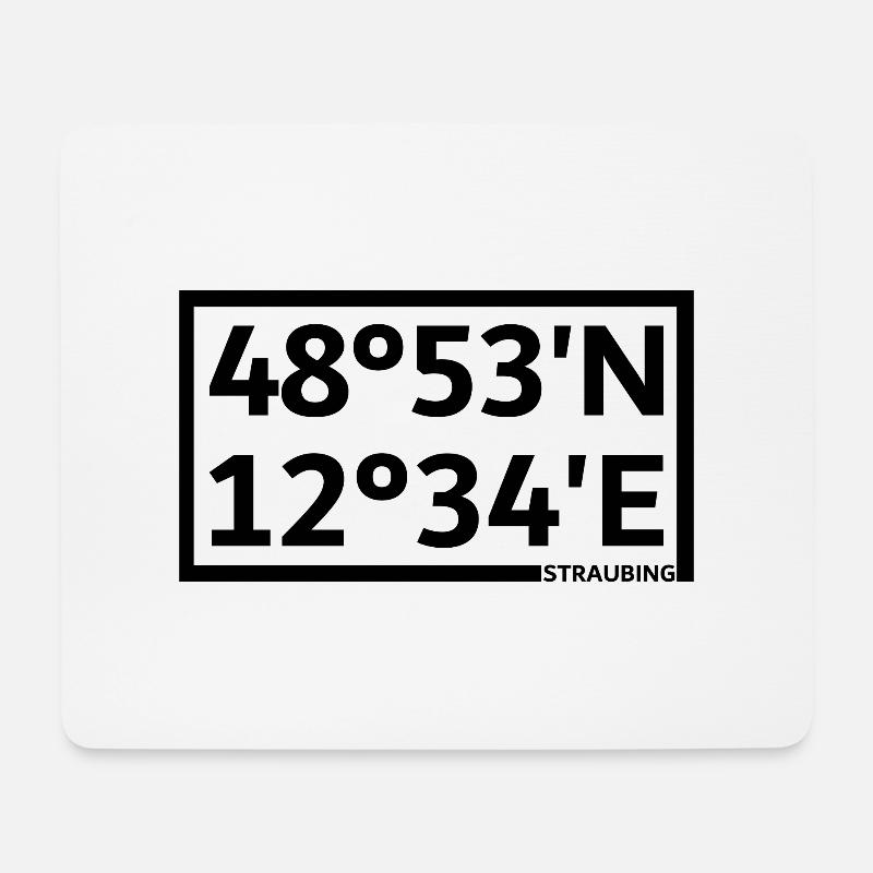 Straubing Koordinaten - Mousepad (Querformat) - Weiß