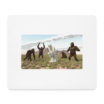 Gorilles avec sculpture de penseur - Tapis de souris (format paysage) - blanc - Devant