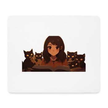 chats avec fille d’anime - Tapis de souris (format paysage) - blanc - Devant