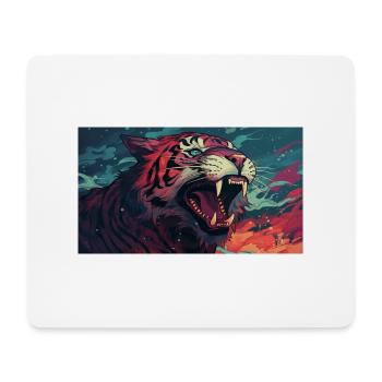Tigre rugissant - Tapis de souris (format paysage) - blanc - Devant