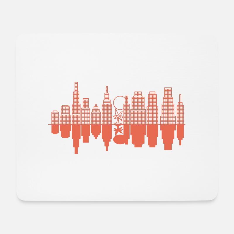 Eine Stadtsilhouette + ein Baum - Rot - Mousepad (Querformat) - Weiß