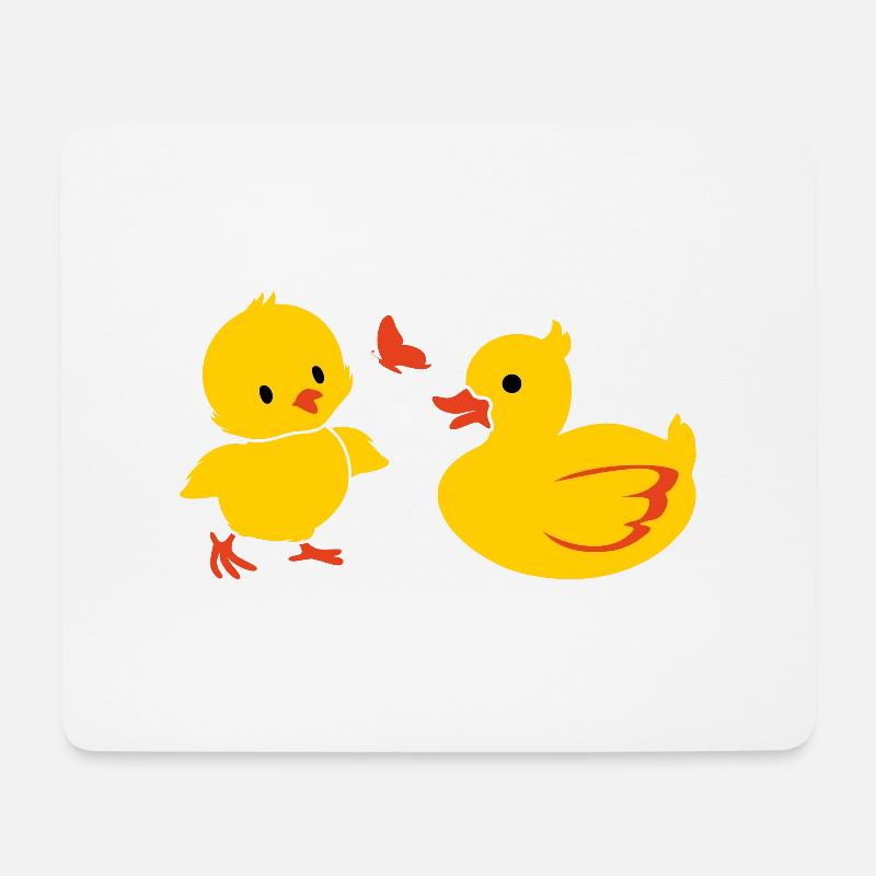 Ente und Babyhuhn mit Hintern - Mousepad (Querformat) - Weiß