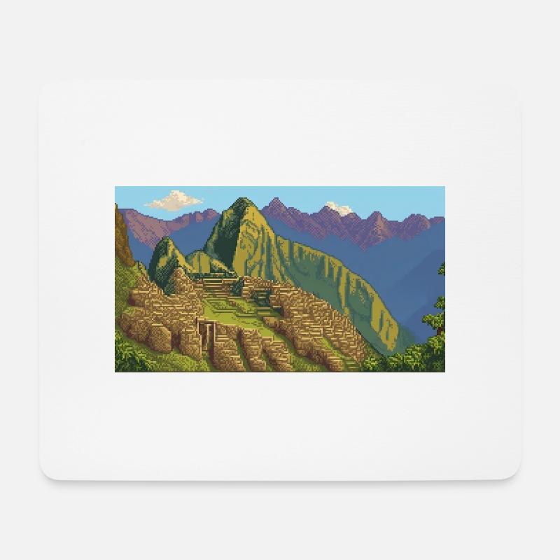 Machu Picchu, Peru - Pixel Art - Mousepad (Querformat) - Weiß