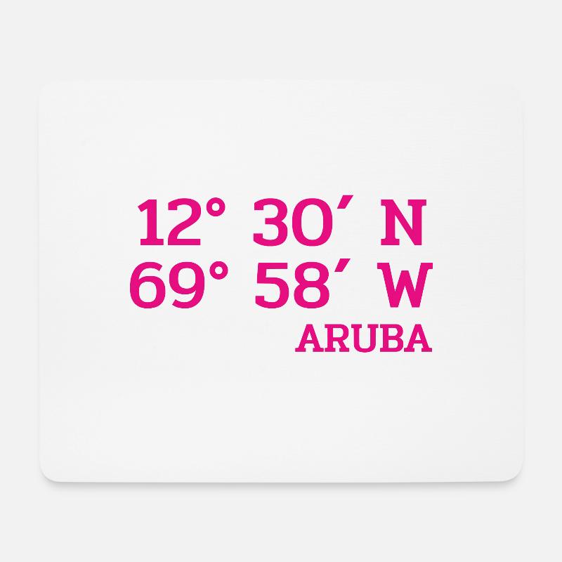 Aruba Coordinaters - Koordinaten - Karibik - Mousepad (Querformat) - Weiß