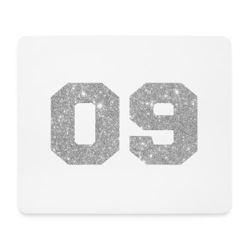 Nummer 9 Silberglitter - 9. Jahrestag - Mousepad (Querformat) - Weiß - Vorne