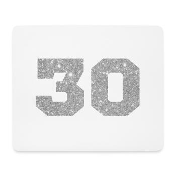 Numéro 30 paillettes argenté - 30e anniversaire - Tapis de souris (format paysage) - blanc - Devant