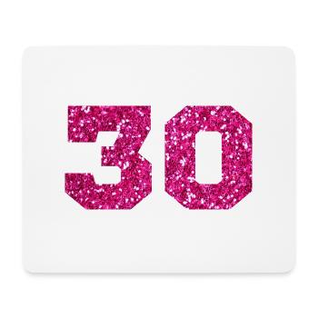 Numéro 30 paillettes rose - 30e anniversaire - Tapis de souris (format paysage) - blanc - Devant