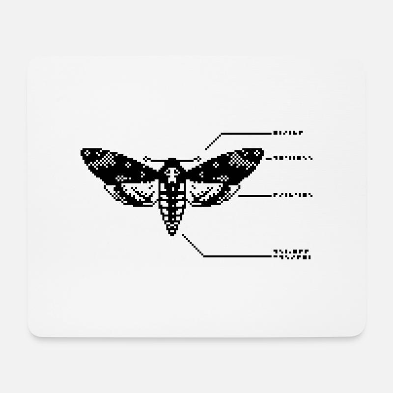 1bit Pixel Totenkopfschwärmer - Mousepad (Querformat) - Weiß