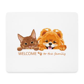 Peeking ginger cat and Pomeranian dog - Mouse Pad (horizontal) - white - Front