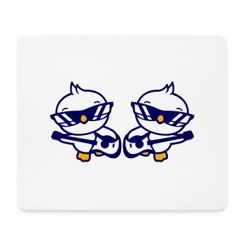 2 Chicks Birds Ducks Ribbon Cute Two Friends Team - Mouse Pad (horizontal) - white - Front