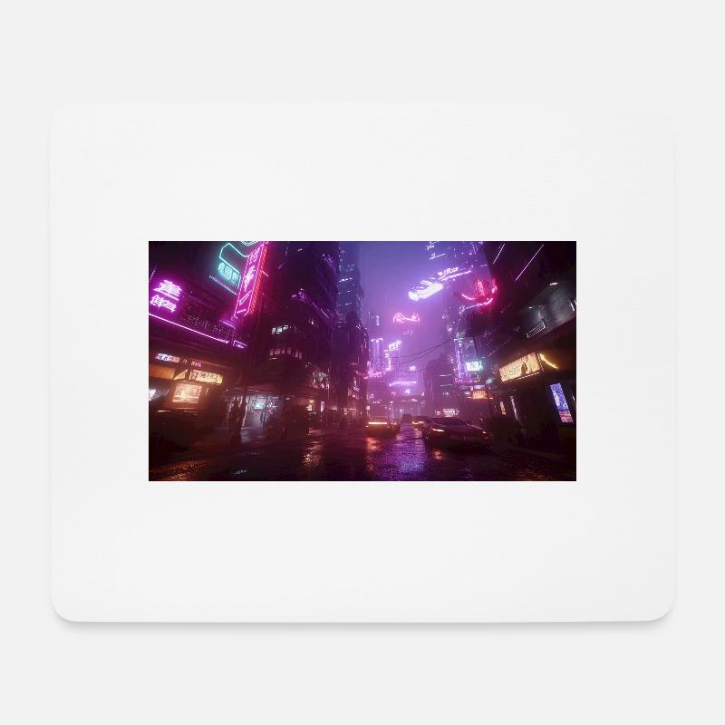 Cyberpunk Stadt4 - Mousepad (Querformat) - Weiß