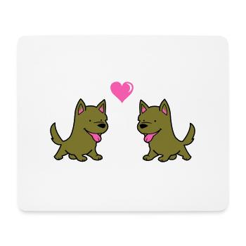 hund comic liebe - Mousepad (Querformat) - Weiß - Vorne