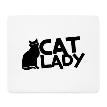 DAME DE CAT avec le chat noir et les yeux jaunes! - Tapis de souris (format paysage) - blanc - Devant