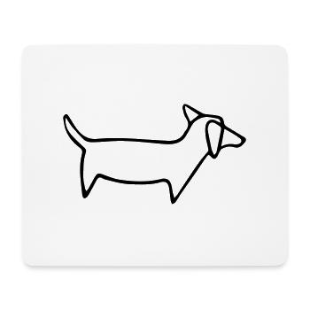 Dackel Minimalismus Zeichnung - Mousepad (Querformat) - Weiß - Vorne