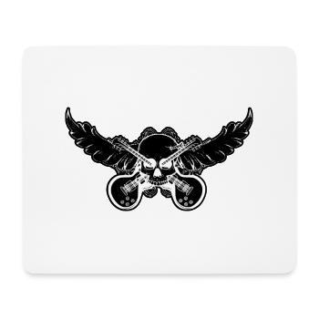 Skull with angel wing and electric guitar - Black - Mouse Pad (horizontal) - white - Front