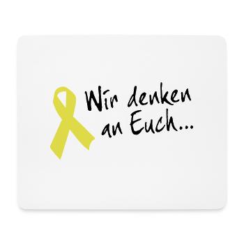 Gelbe Schleife Solidarität - Wir denken an Euch - Mousepad (Querformat) - Weiß - Vorne