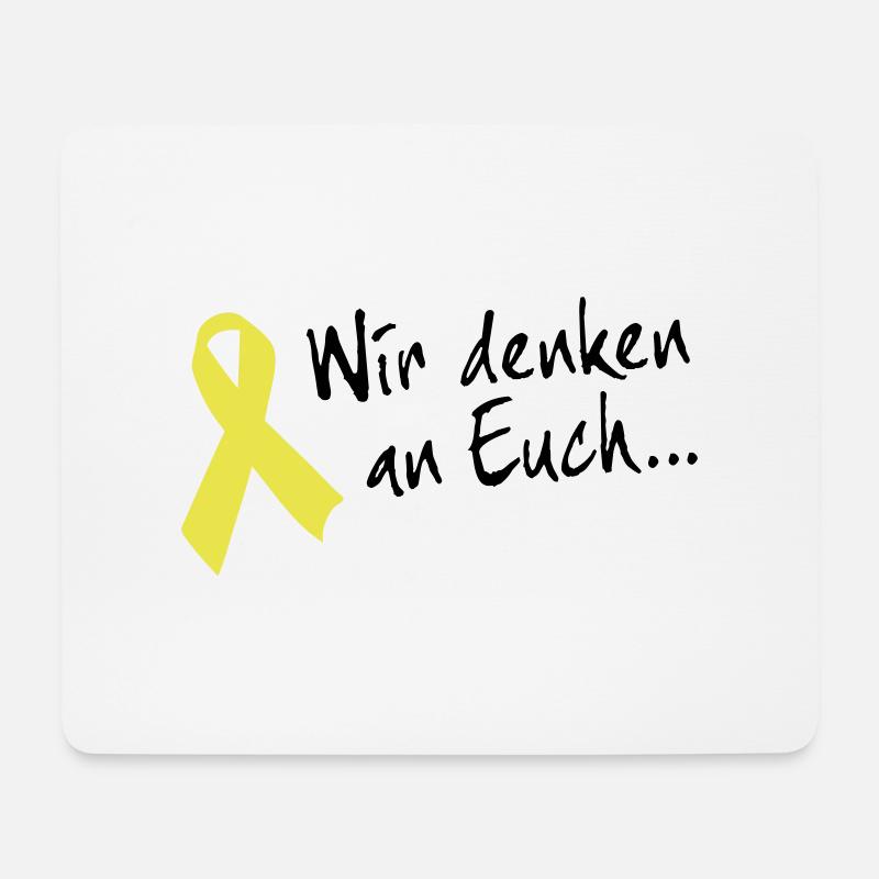 Gelbe Schleife Solidarität - Wir denken an Euch - Mousepad (Querformat) - Weiß