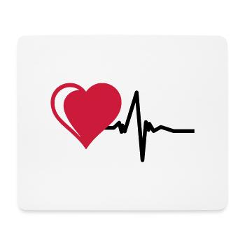 Herz mit Puls - Mousepad (Querformat) - Weiß - Vorne