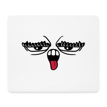 zunge rausstrecken mund 2 augenbrauen augen gesich - Mousepad (Querformat) - Weiß - Vorne
