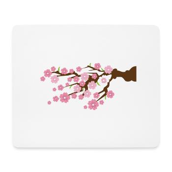 detaillierte Kirschblüte auf einem Ast - Mousepad (Querformat) - Weiß - Vorne