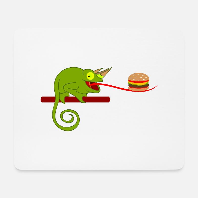 Chamäleon mit Burger - Mousepad (Querformat) - Weiß