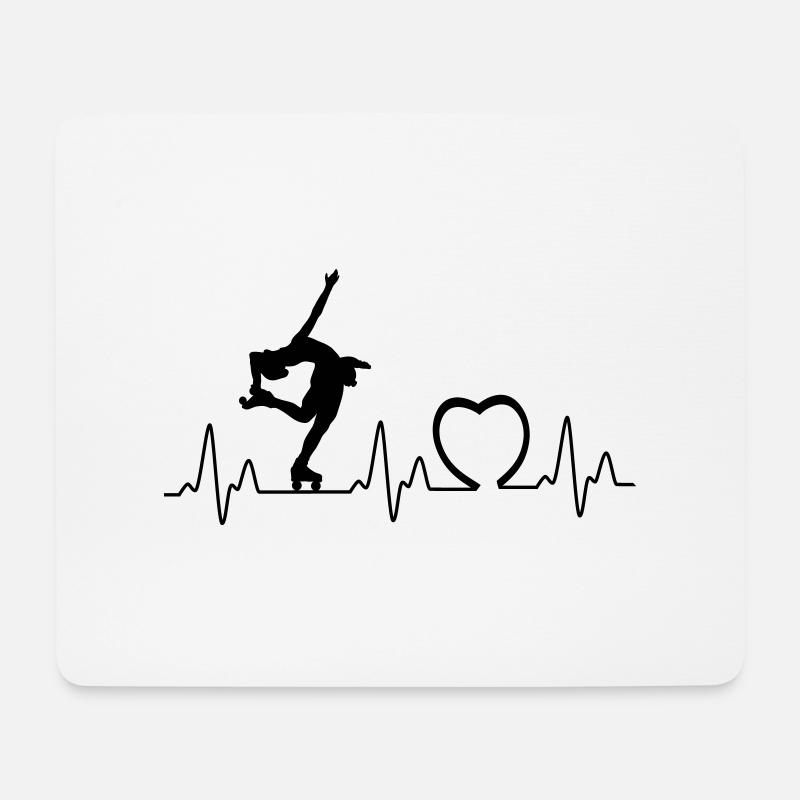 Heartbeat mit Herz roll2 - Mousepad (Querformat) - Weiß
