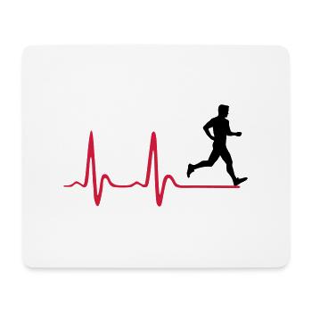 Laufen, Läufer und Herzschlag - Mousepad (Querformat) - Weiß - Vorne