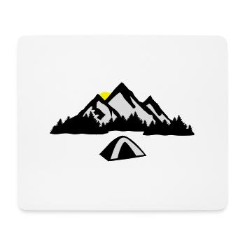 Camping, Berge und Wald - Mousepad (Querformat) - Weiß - Vorne