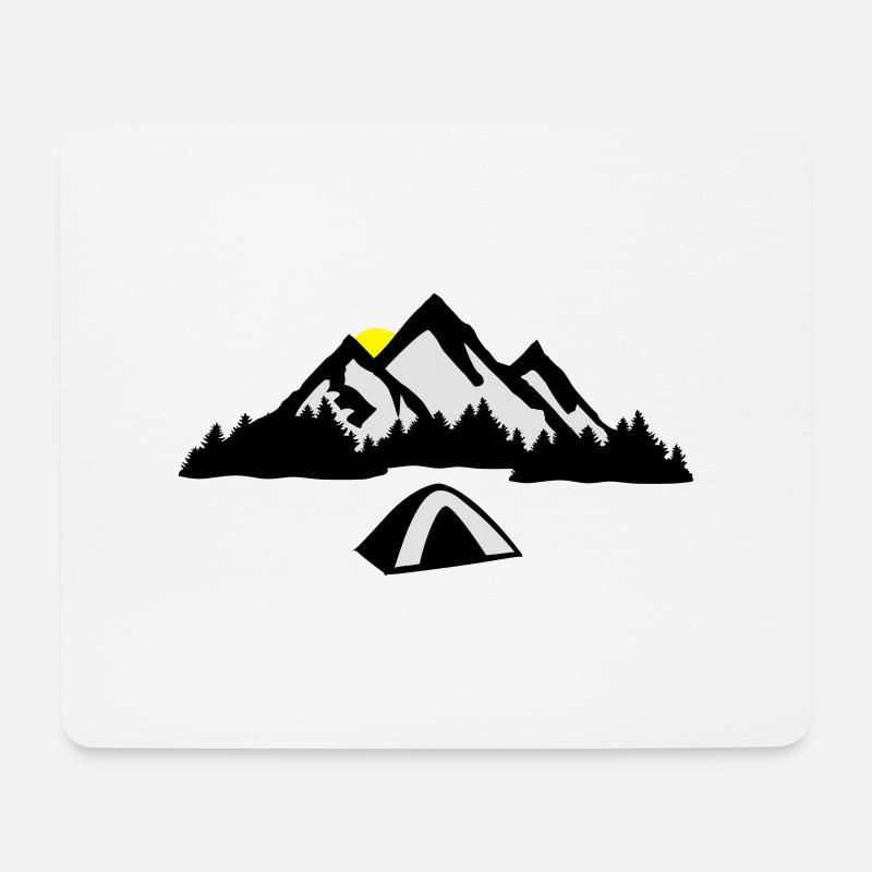 Camping, Berge und Wald - Mousepad (Querformat) - Weiß