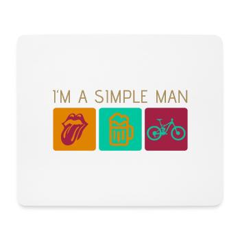 I'm a simple man - mountain bike MTB, beer and rock - Mouse Pad (horizontal) - white - Front