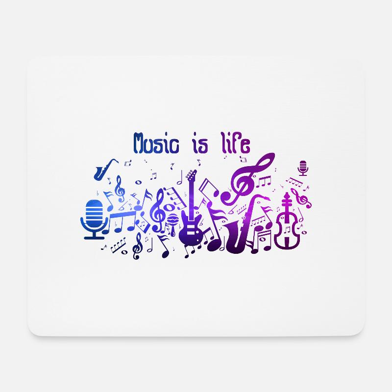 music is life - Tapis de souris (format paysage) - blanc