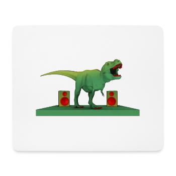 Dinosaurier Tyrannosaurus Rex mit Musikboxen - Mousepad (Querformat) - Weiß - Vorne