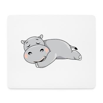 Hippopotame de sommeil mignon - Tapis de souris (format paysage) - blanc - Devant