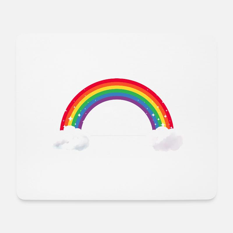 Bunter Regenbogen mit Wolken LGBT LGBTQ Gay Pride - Mousepad (Querformat) - Weiß