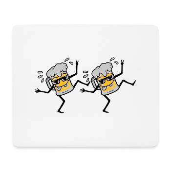 2 dancing party beers - Mouse Pad (horizontal) - white - Front