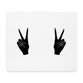 Black Victory Hand Signal Peace - Mouse Pad (horizontal) - white - Front