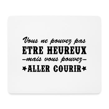 heureux et courir / cadeau humour course à pied - Tapis de souris (format paysage) - blanc - Devant