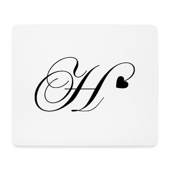Buchstabe h Herz Kalligraphie - Mousepad (Querformat) - Weiß - Vorne
