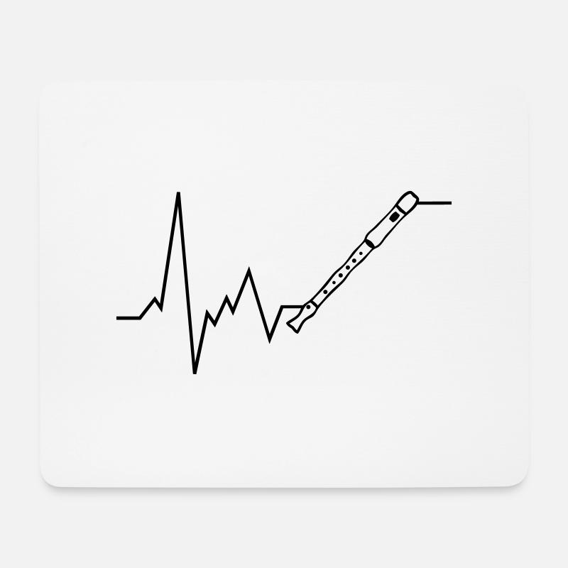 Herzschlag Blockflöte - Mousepad (Querformat) - Weiß