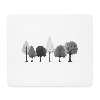Wald Bäume schwarzweiss - Mousepad (Querformat) - Weiß - Vorne