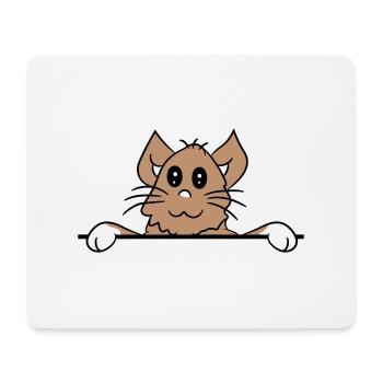 Pretty little cat peeking hidden behind wall - Mouse Pad (horizontal) - white - Front