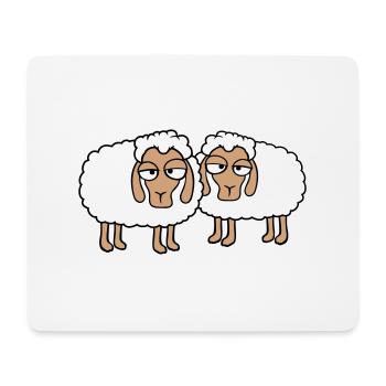 2 sheep tired bored look sheep team cute - Mouse Pad (horizontal) - white - Front