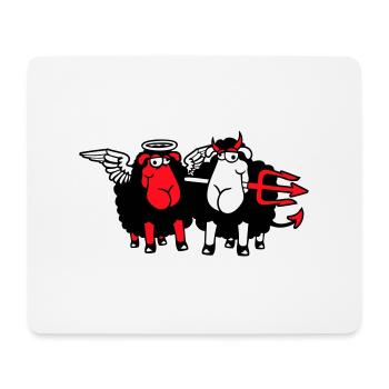 2 Mouton Ange Diable Satan Enfer Mal Paradis Bien - Tapis de souris (format paysage) - blanc - Devant