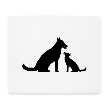 2 Chiens Famille Maman Papa Enfant Petit Père Mère - Tapis de souris (format paysage) - blanc - Devant
