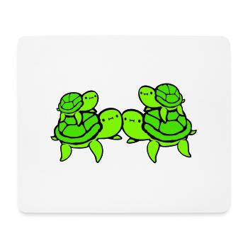 2 Wasserschildkröten Kinder Papa Mama Vater Mutter - Mousepad (Querformat) - Weiß - Vorne