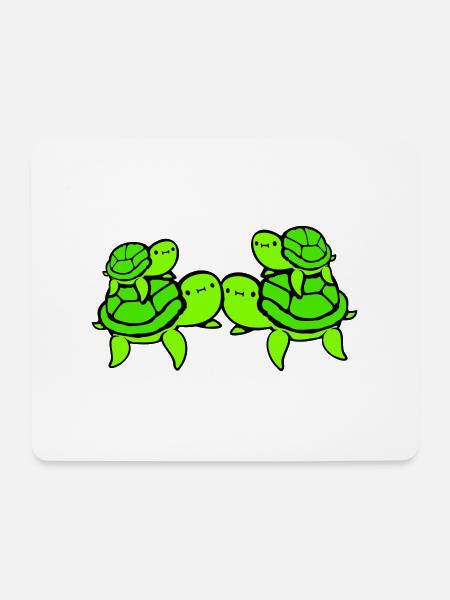 2 Wasserschildkröten Kinder Papa Mama Vater Mutter - Mousepad (Querformat) - Weiß