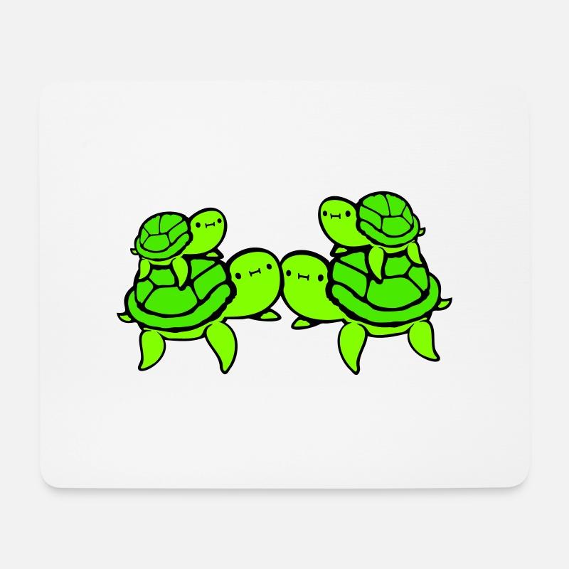 2 Wasserschildkröten Kinder Papa Mama Vater Mutter - Mousepad (Querformat) - Weiß