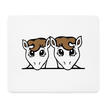 2 chevaux couple mignon poney deux amis couple équipe - Tapis de souris (format paysage) - blanc - Devant