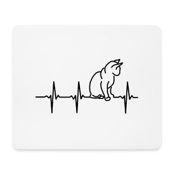 Mon cœur bat pour les chats ! - Tapis de souris (format paysage) - blanc - Devant